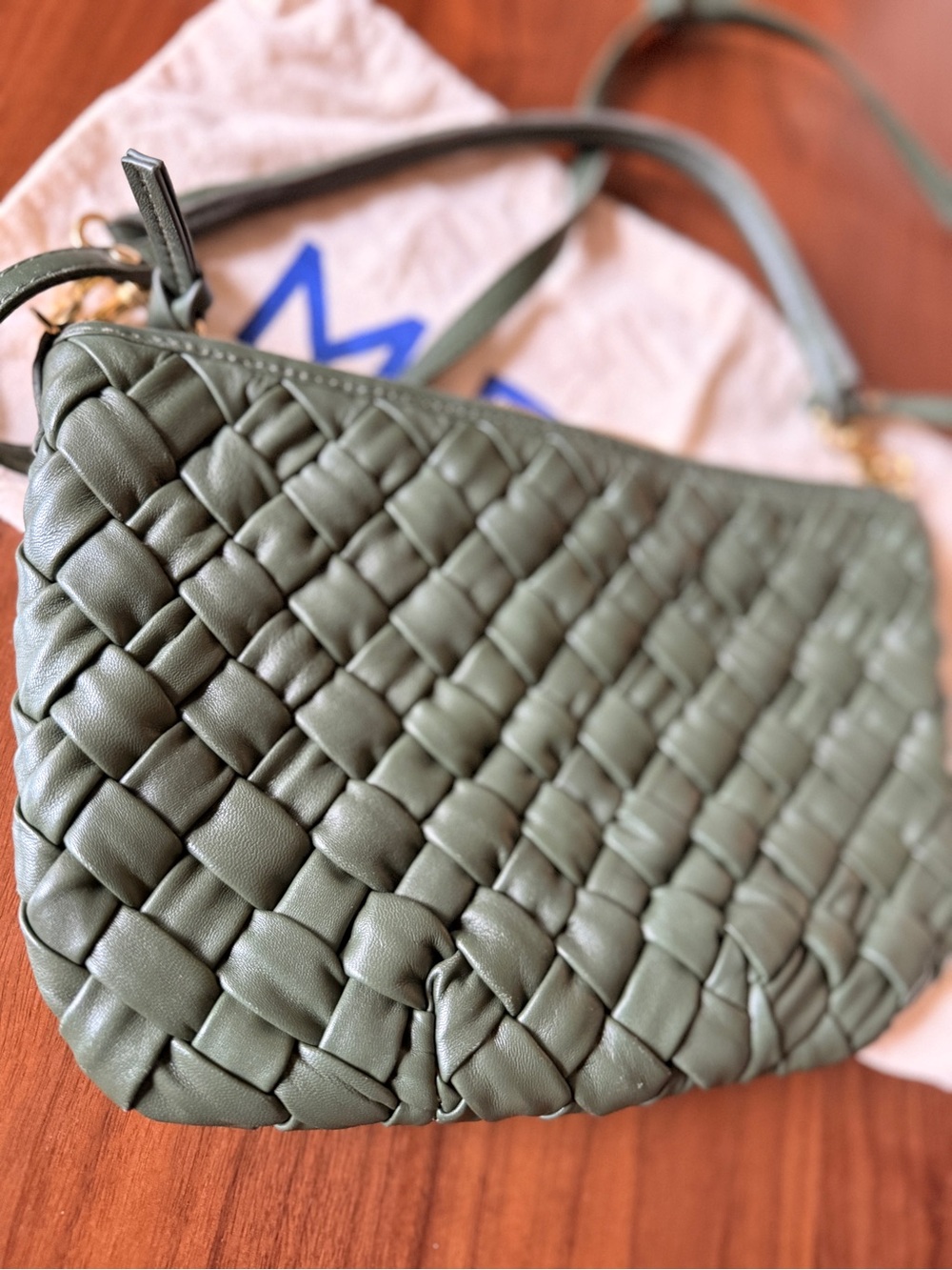Clare V Army Green Woven Puffy Petite Moyen Messenger - Picture 13 of 13